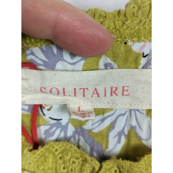 SOLITAIRE Boho Peasant Floral Blouse Large - Picture 5 of 6
